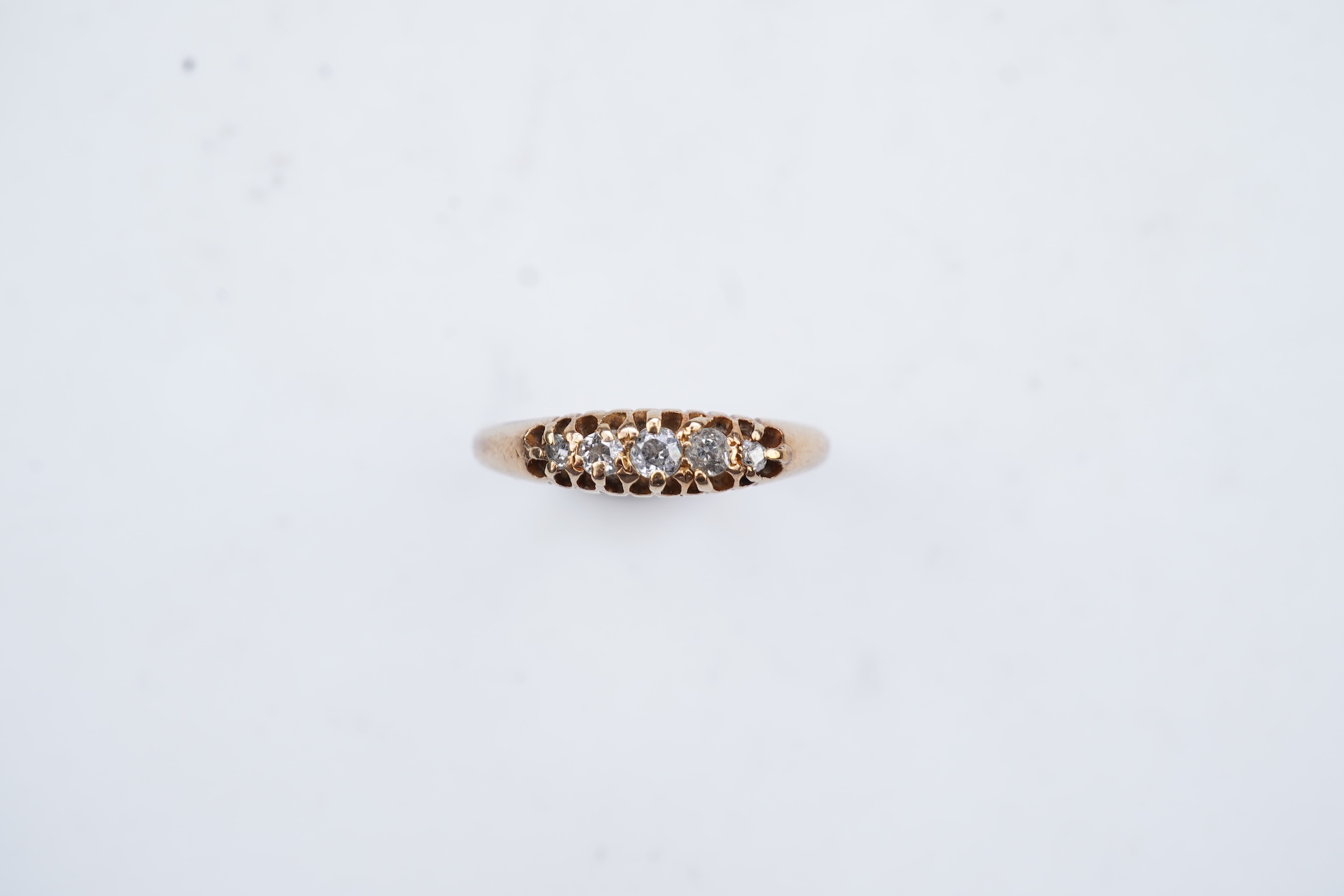 A Victorian five-stone diamond ring, late 19th century